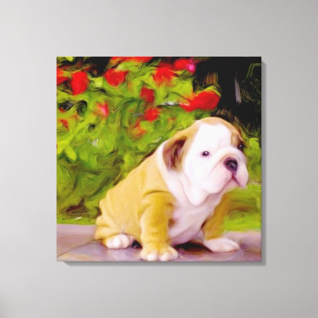 Bulldog puppy art canvas print (Front)