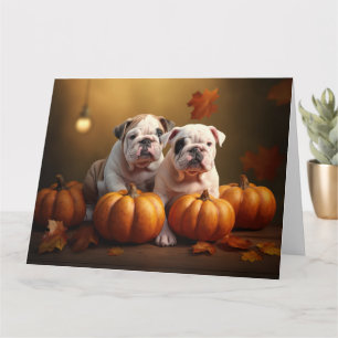Bulldog Puppy Autumn Delight Pumpkin  Card