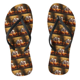 Bulldog Puppy Autumn Delight Pumpkin Jandals