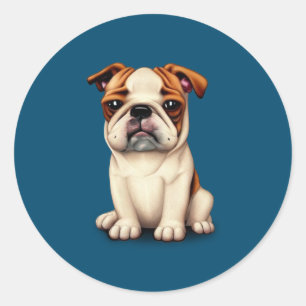 Bulldog Puppy Classic Round Sticker