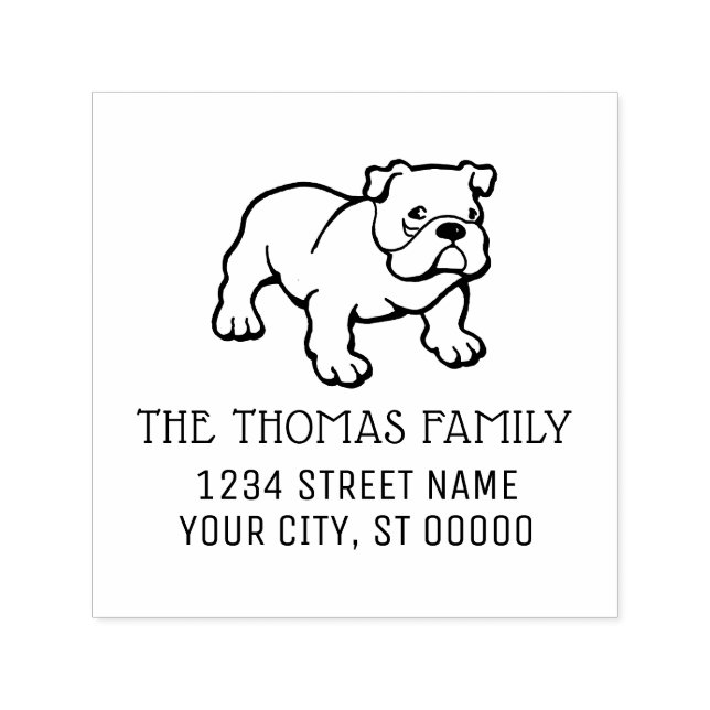 Bulldog Puppy Dog Name Return Address Self-inking Stamp (Design)