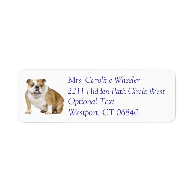 Bulldog Puppy Dog Return Address Name Label (Front)