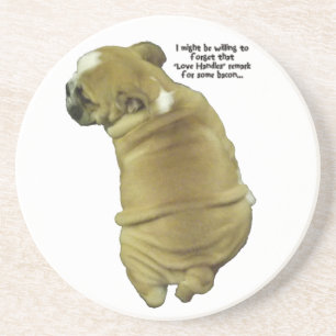 Bulldog Puppy Love Handles and Bacon Coaster