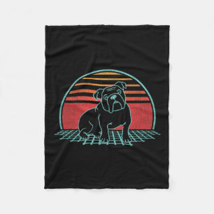 Bulldog Retro Dog Lover Vintage 80s Style Fleece Blanket
