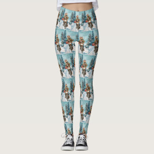 Bulldog Riding Motorcycle Christmas Leggings