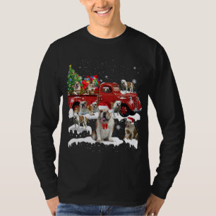 Bulldog Riding Red Truck Merry Christmas X-mas Ugl T-Shirt