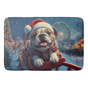 Bulldog Roller Coaster Christmas Bath Mat