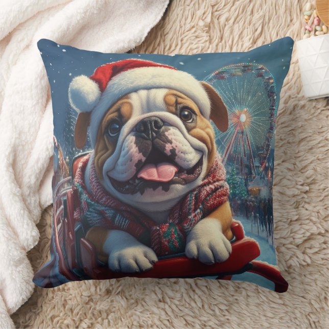 Bulldog Roller Coaster Christmas Cushion (Blanket)