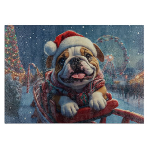 Bulldog Roller Coaster Christmas Cutting Board