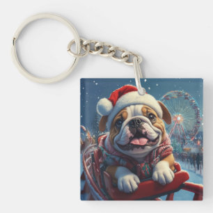 Bulldog Roller Coaster Christmas Key Ring