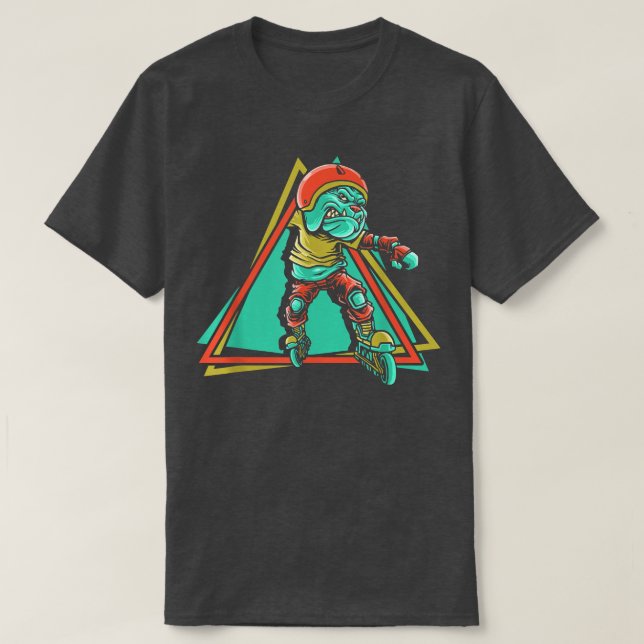 Bulldog Roller SkaterInline Skating  T-Shirt (Design Front)