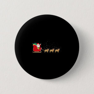 Bulldog Santa Christmas Sleigh - Fun Bulldog Xmas 6 Cm Round Badge