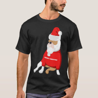 Bulldog Santa Claus Christmas disguise T-Shirt