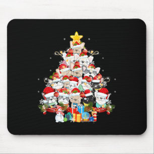 Bulldog Santa Claus Xmas Tree Lights Merry Christm Mouse Pad