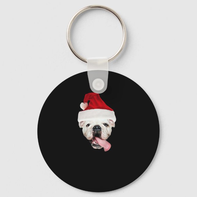 Bulldog Santa Essential T-Shirt Key Ring (Front)