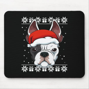 Bulldog Santa Hat Christmas Pajama Cute Dog Ugly X Mouse Pad