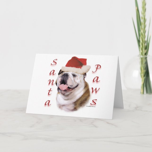 Bulldog Santa Paws Holiday Card (Front)
