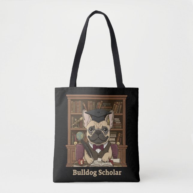  Bulldog Scholar | Cute French Bulldog Professor  Tote Bag (Front)