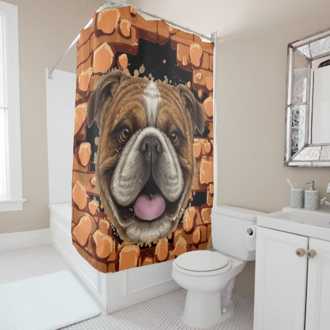 Bulldog Shower Curtain (In Situ)
