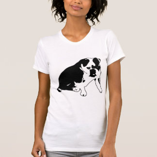 Bulldog Silhouette Black and White Graphic Art T-Shirt