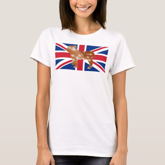 bulldog silhouette on flag fallow T-Shirt (Front)