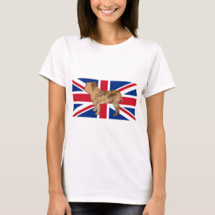 bulldog silhouette on flag fawn and brindle T-Shirt