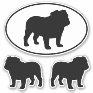 Bulldog Silhouettes Cool Dog Vinyl Sticker Set