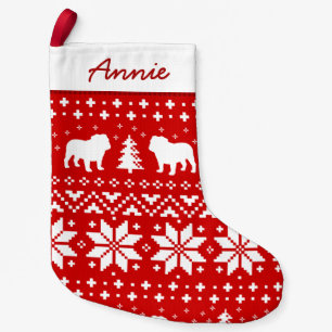 Bulldog Silhouettes Pattern Cute Dog Lover's Small Christmas Stocking