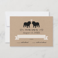 Bulldog Silhouettes Wedding RSVP Reply