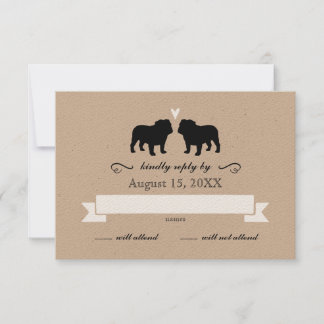Bulldog Silhouettes Wedding RSVP Reply Card