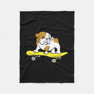 Bulldog Skateboarding Dog Skater Bulldog Fleece Blanket