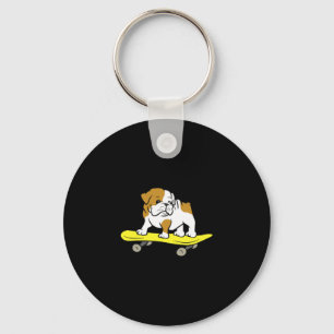 Bulldog Skateboarding Dog Skater Bulldog  Key Ring