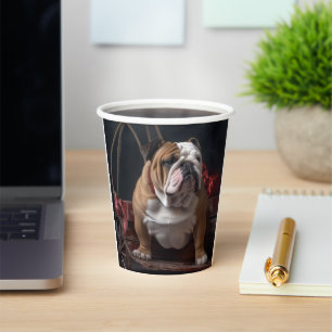 Bulldog Snowy Sleigh Christmas Decor Paper Cups