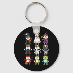 Bulldog Spooky Boo-Jee Horror Pumpkin Bulldog Key Ring