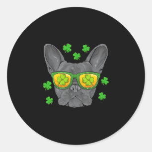 Bulldog St Patrick's Day Frenchie Lover Men Women Classic Round Sticker