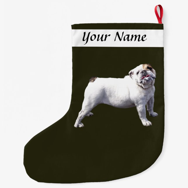 Bulldog Standing Tall Large Christmas Stocking (Back)