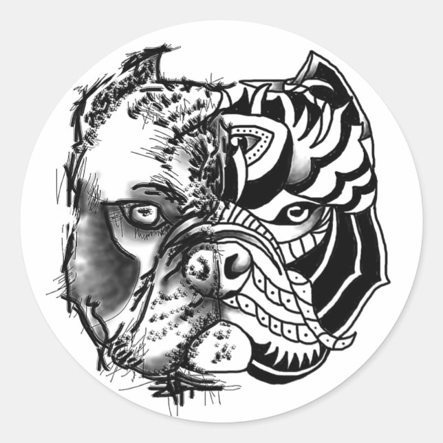 BULLDOG STICKER - Sketch/Tribal (Front)