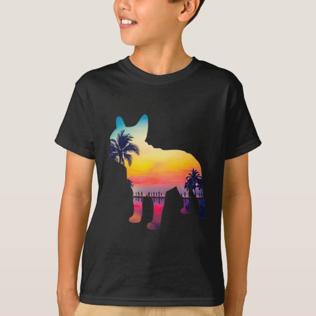 Bulldog Sunset Design  T-Shirt (Front)