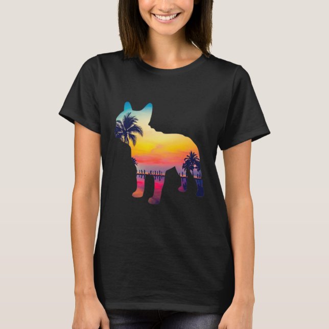 Bulldog Sunset Design  T-Shirt (Front)