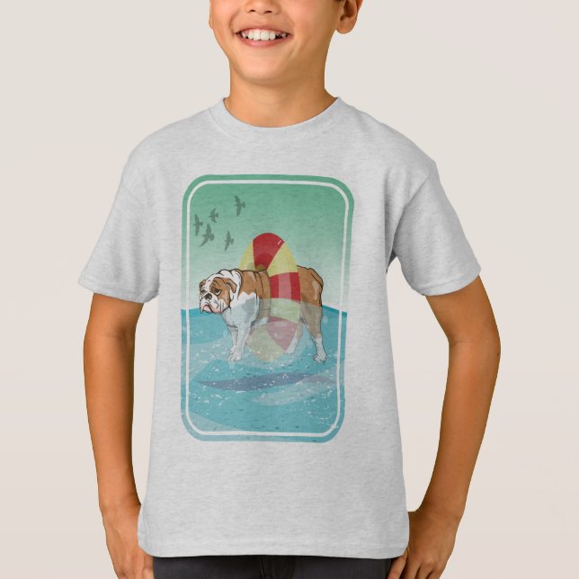 Bulldog Swimming in the ocean T-Shirt (Front)