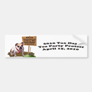 Bulldog Tax Day Tea Party Protest Bumper Sticker