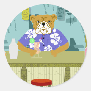 Bulldog Tiki Bar Classic Round Sticker