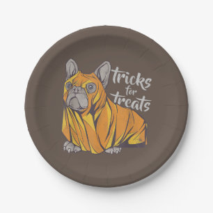 Bulldog Tricks For Treats Cute Halloween Bulldogs Paper Plate