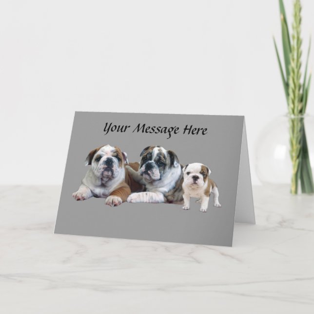 Bulldog Trio Greeting Card (Front)