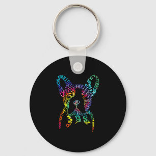 Bulldog Typography Tie Dye Word Art Frenchie Dog G Key Ring
