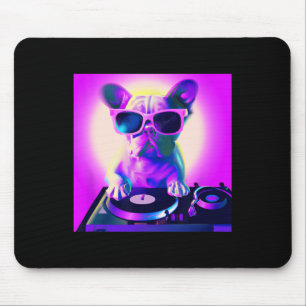 Bulldog Vaporwave Dj Dog Aesthetic Women Girls  Mouse Pad