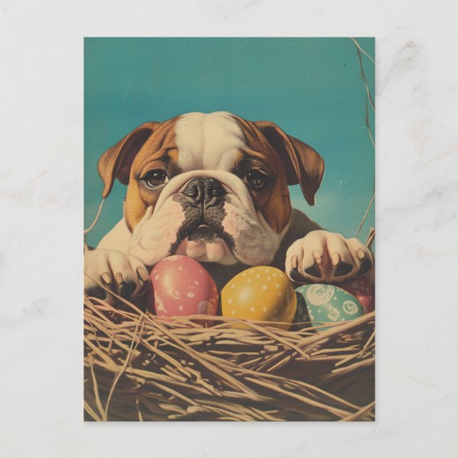 Bulldog Vintage Easter Postcard (Front)