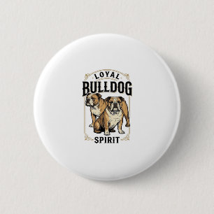 Bulldog Vintage Shirt Twin Bulldogs Engraving Tee_ 6 Cm Round Badge