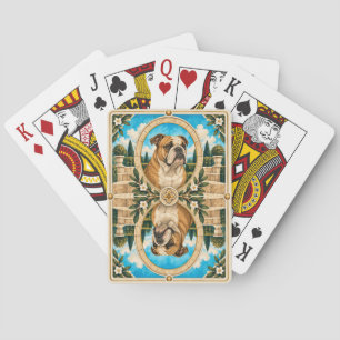 Bulldog, Vintage Watercolor Dog Art Playing Cards