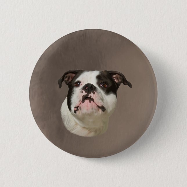 Bulldog Water Colour Art Painting 6 Cm Round Badge (Front)